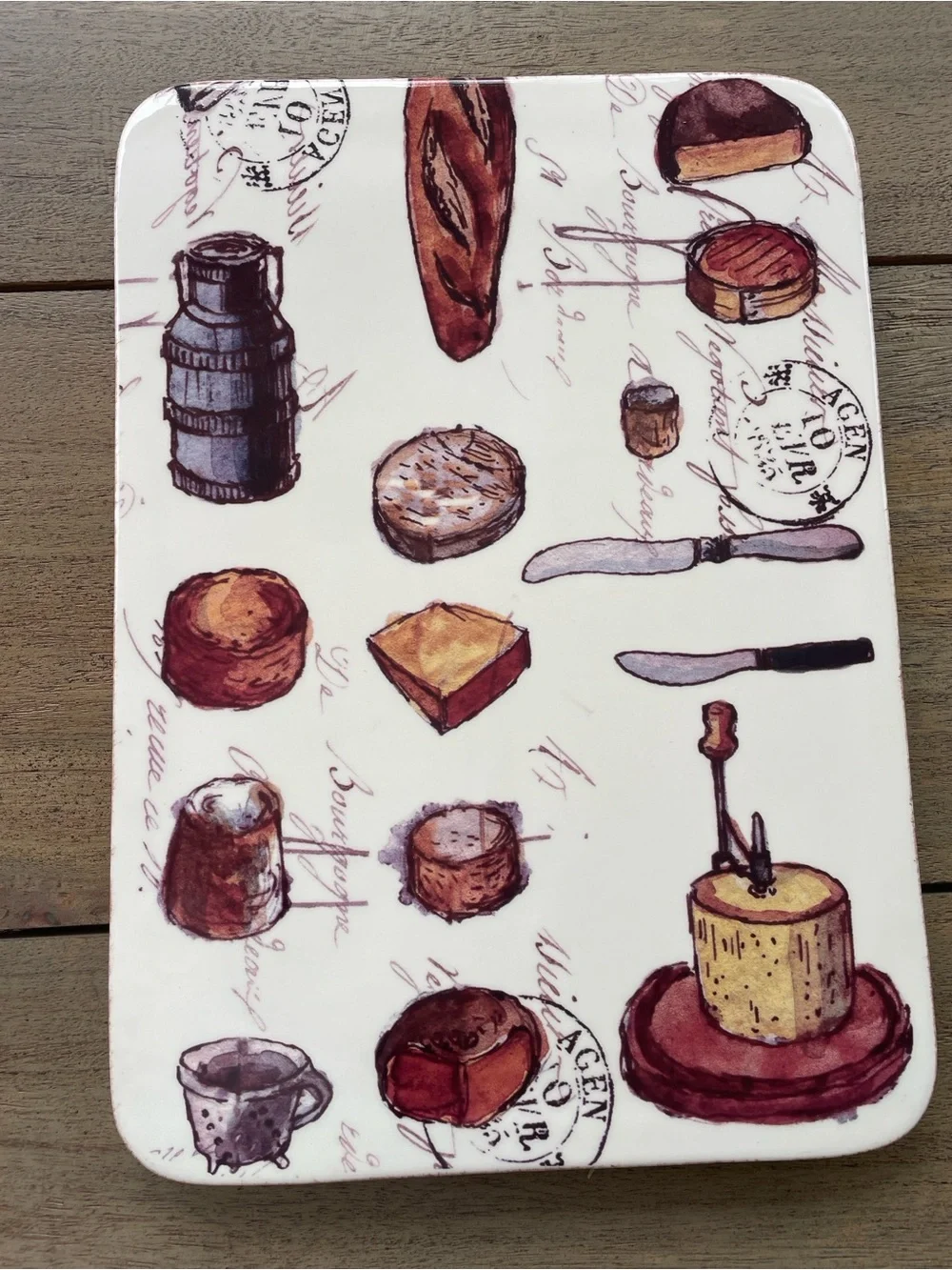 Williams Sonoma Cheese & Bread Illustrated Cutting Board